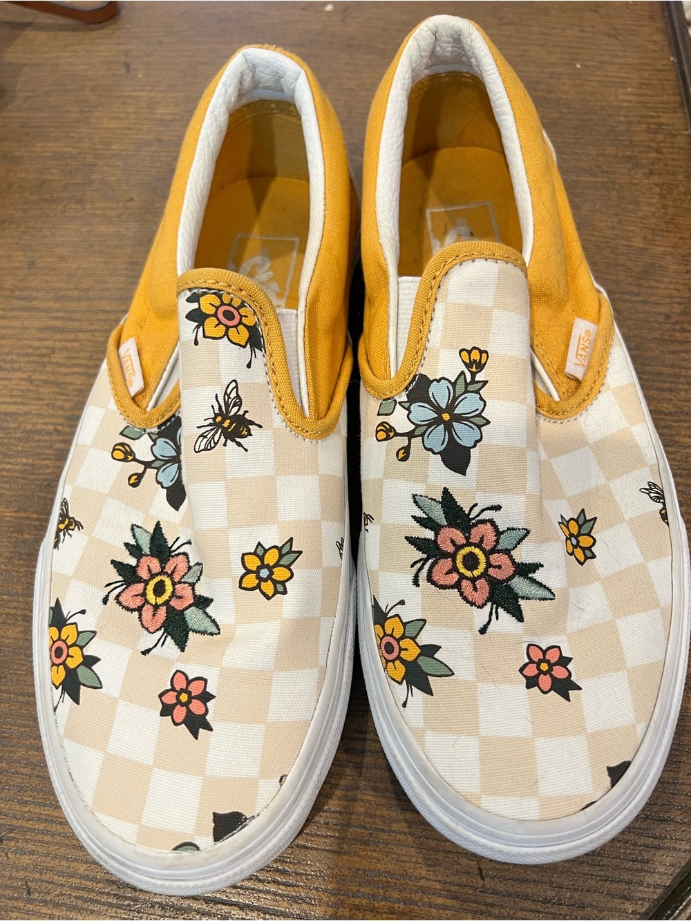 Vans Slip-On Checkerboard Floral Sneakers - Yellow & Cream - Picture 4 of 4